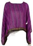 KERRI  PRG7206 Sheer Avatar Pure Silk Kimono-Sleeved Top