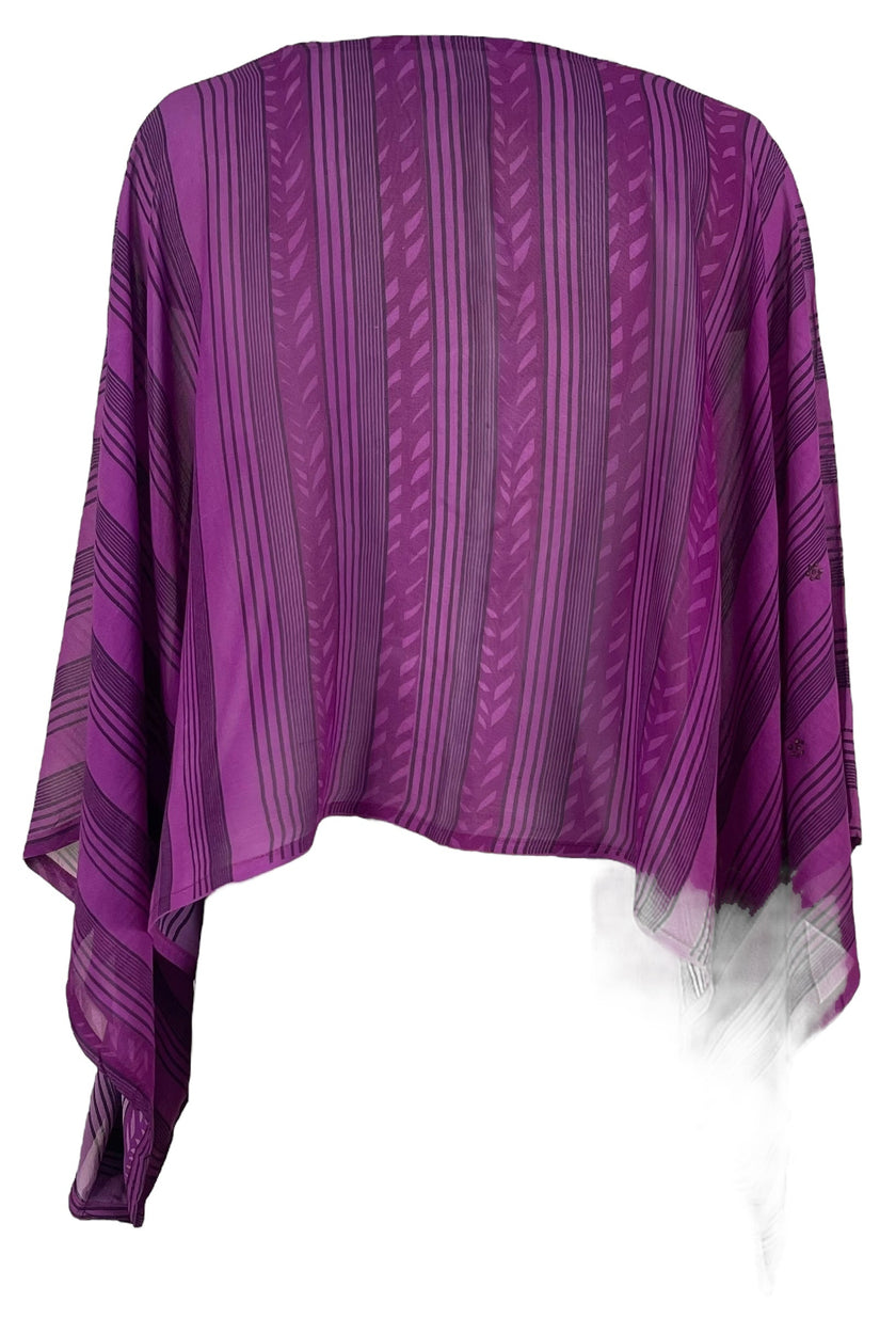 KERRI  PRG7206 Sheer Avatar Pure Silk Kimono-Sleeved Top