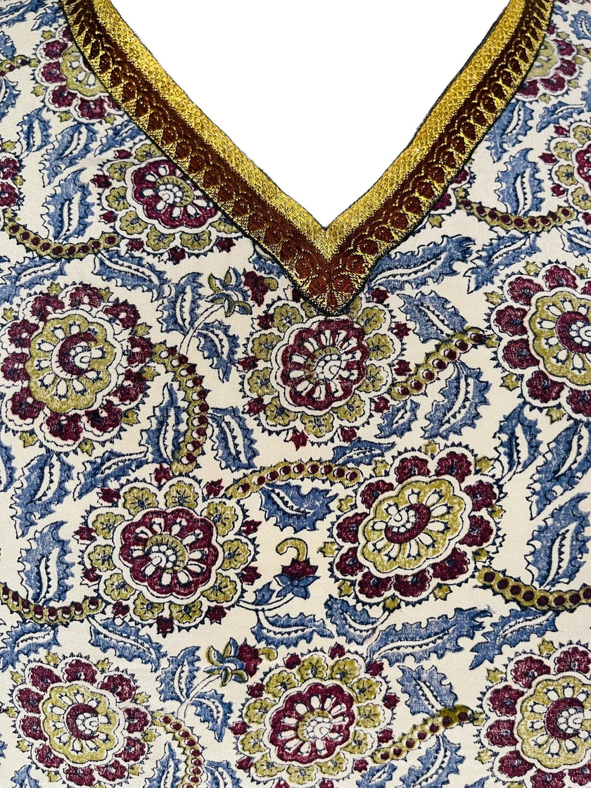 PRC7308 Avatar Pure Silk Short Kaftan Tunic with Slits