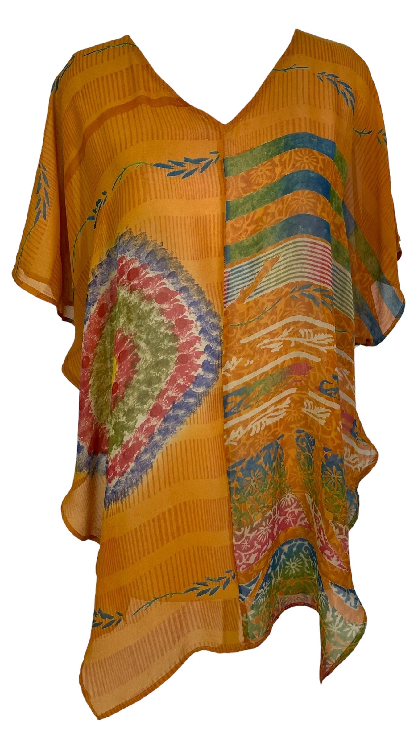 KERRI  PRG7045 Sheer Avatar Pure Silk Waterfall Top