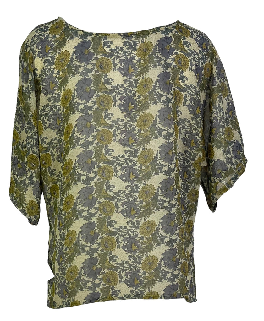 PRG6853 Sheer Avatar Pure Silk Side Slit Top