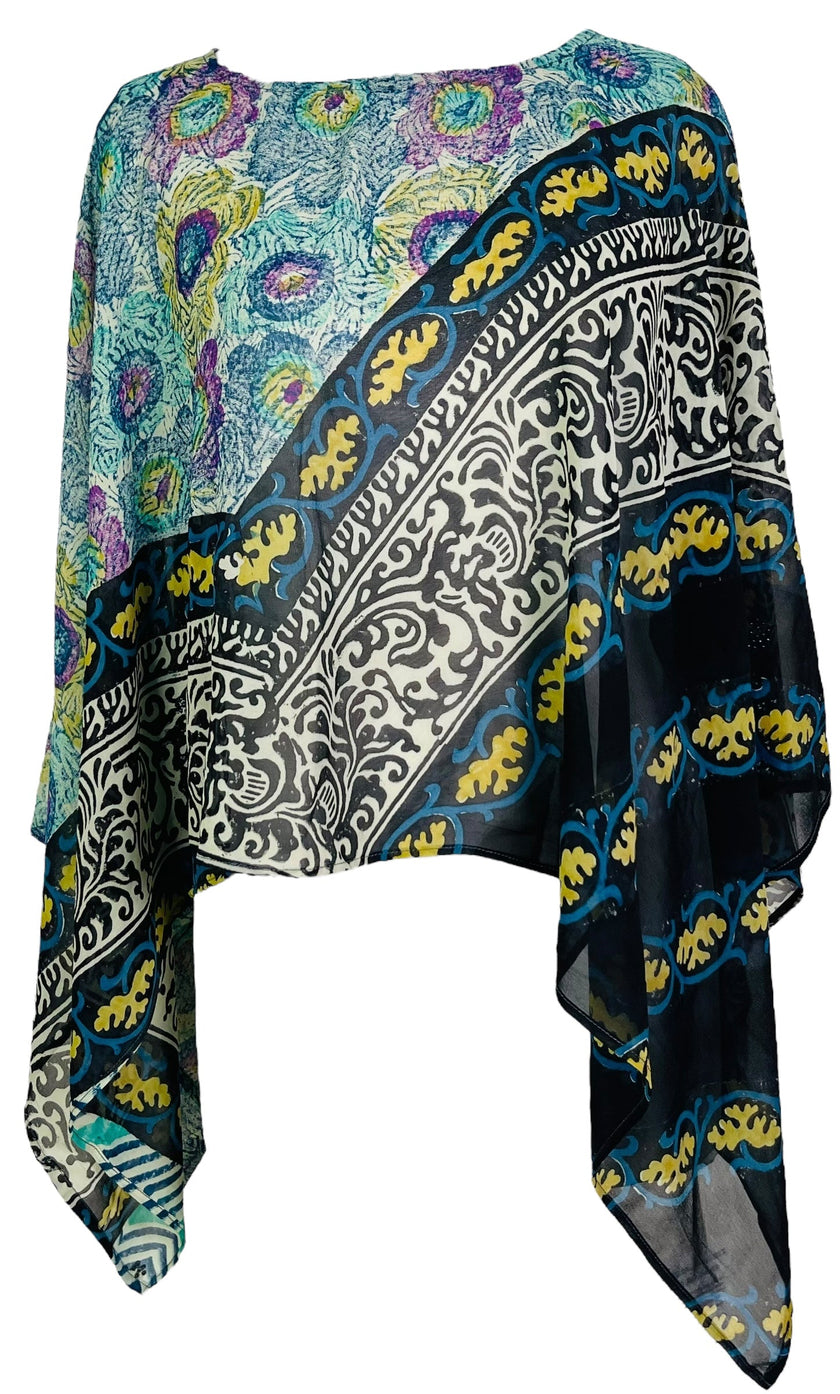 PRG6613 Sheer Avatar Pure Silk Capelet Poncho