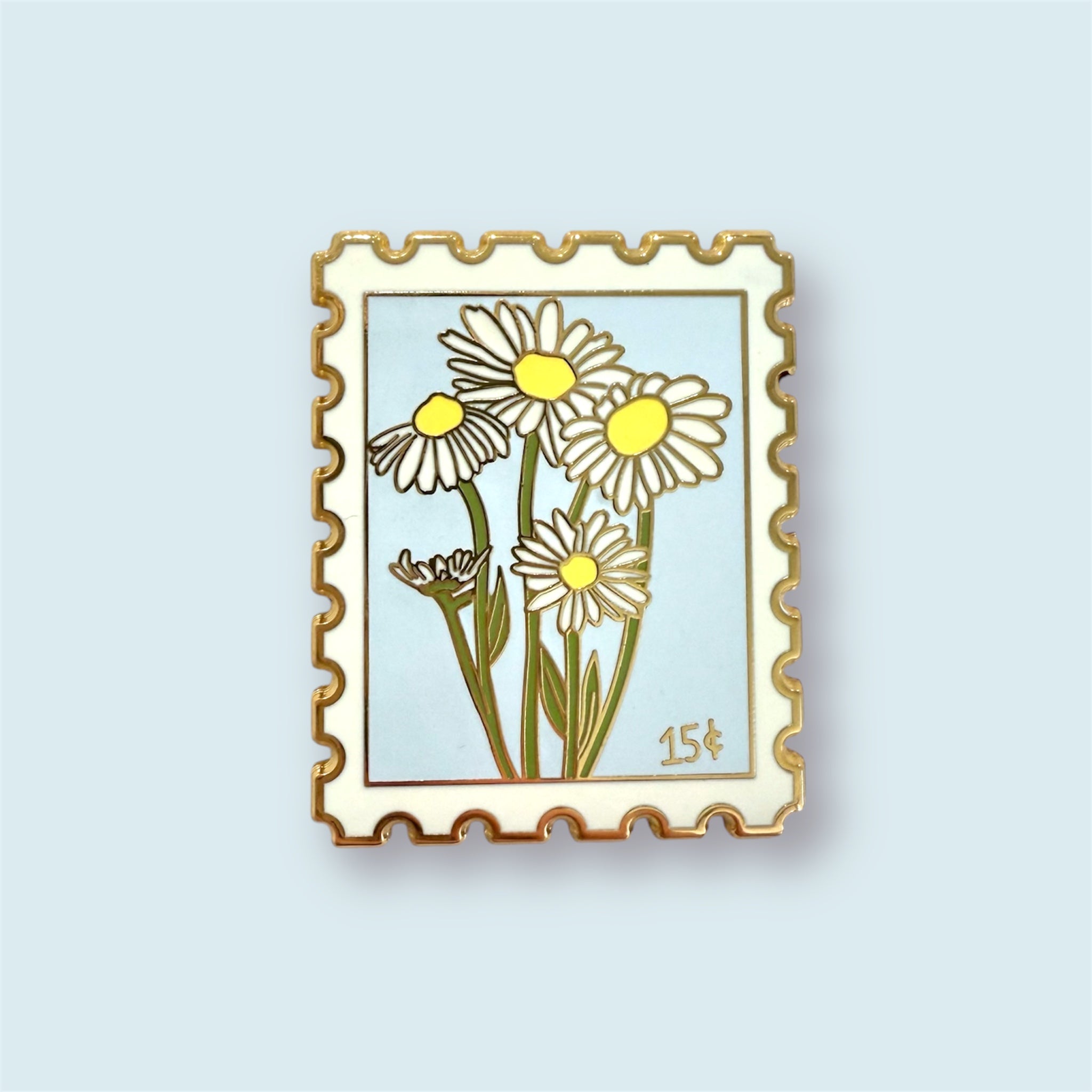 Daisy Postage Stamp Enamel Pin