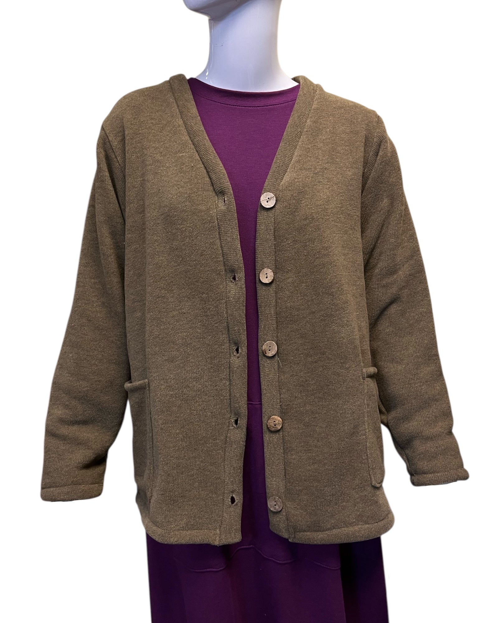 Adaptive Open Back Cotton Fleece Cardigan