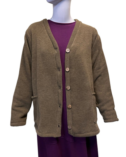Adaptive Open Back Cotton Fleece Cardigan
