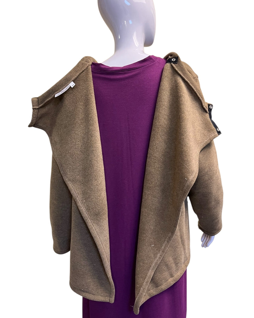 Adaptive Open Back Cotton Fleece Cardigan