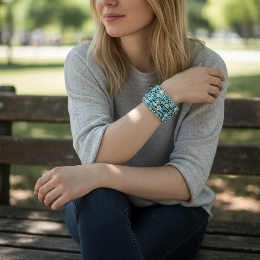 Sequin and Bead Cuff
