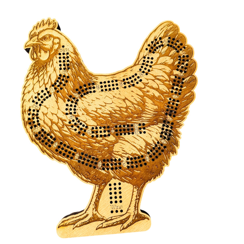 Chicken Cribbage Board-Rustic Farmhouse Wooden Game