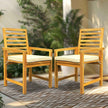 Solara Acacia Wood Outdoor Chairs Set of 2 with Cushions