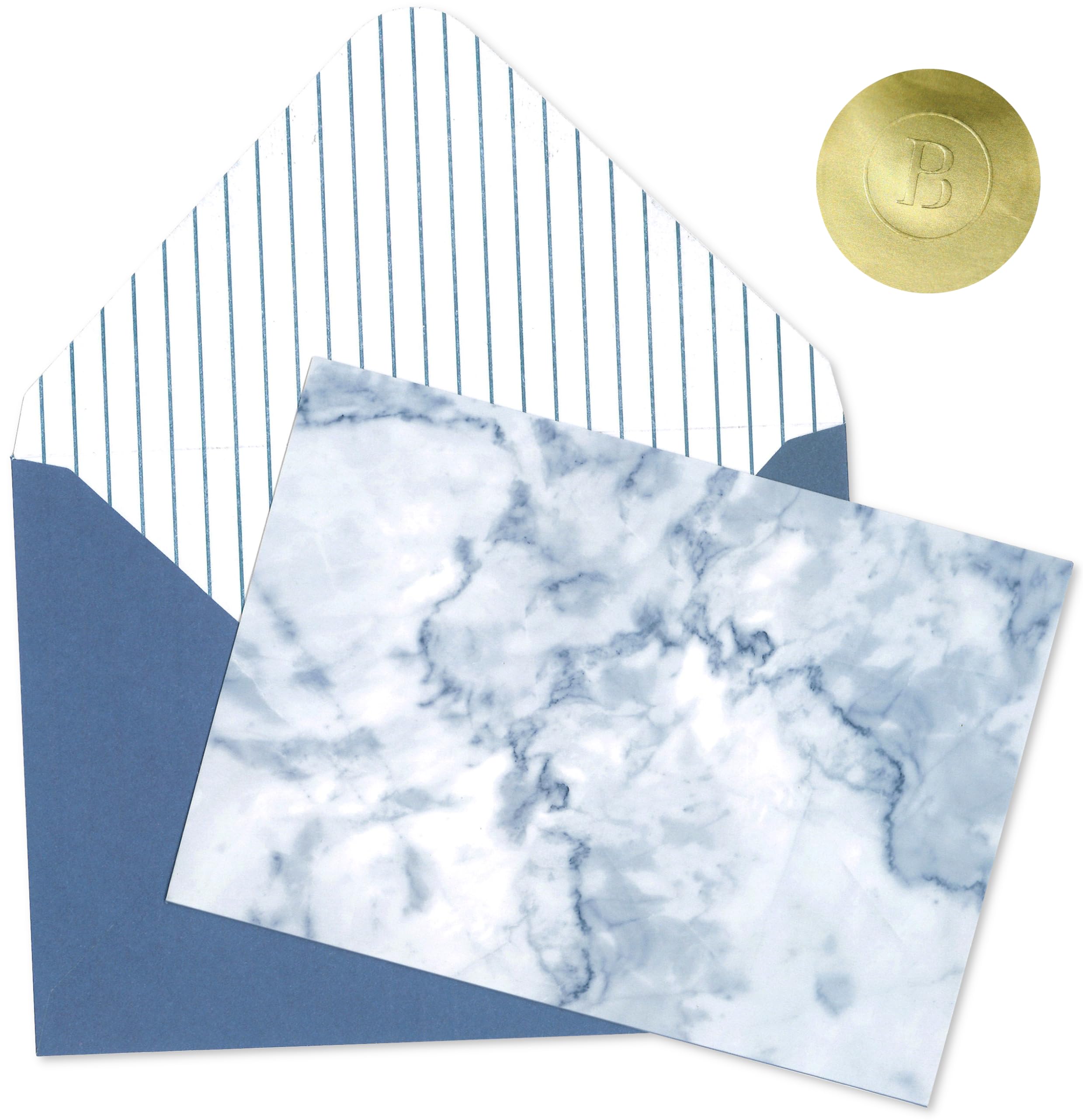 Pierre Belvedere - Carte vierge / Boîte (10 cartes, 10 enveloppes, 10 autocollants) - Marbre bleu