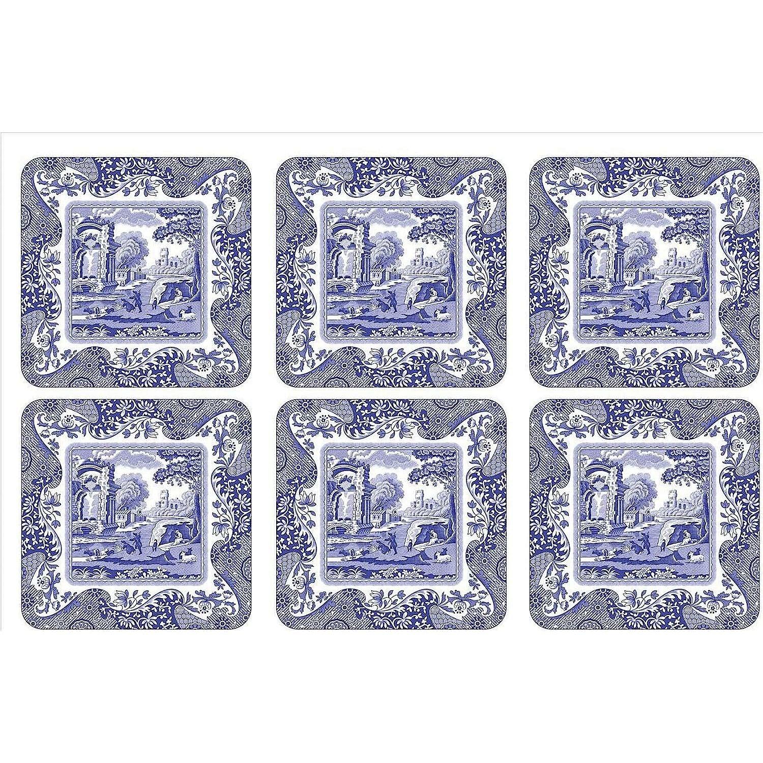 Pimpernel - Blue Italian Coasters (Set of 6) | 4 x 4 Inches