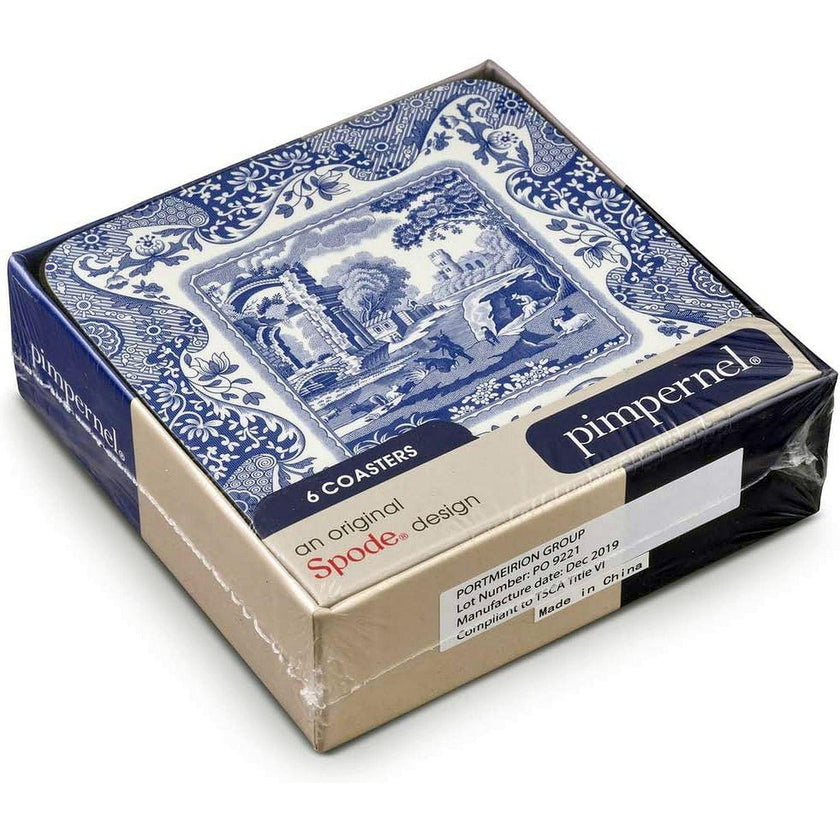 Pimpernel - Blue Italian Coasters (Set of 6) | 4 x 4 Inches