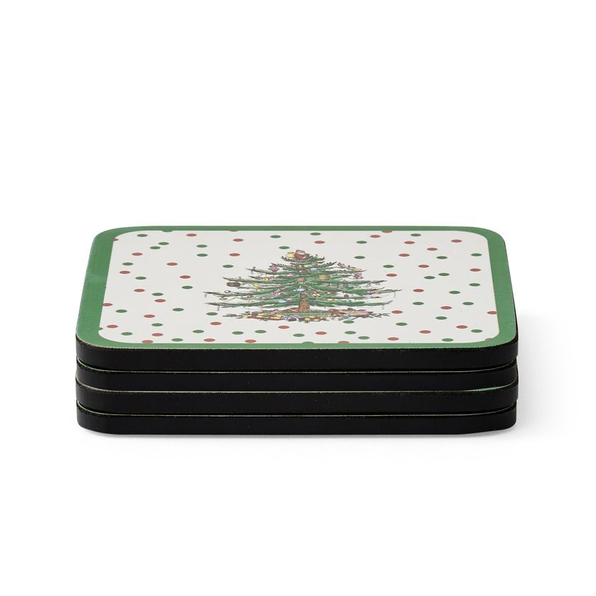 Pimpernel - Christmas Tree Polka Dot S/6 Coaster 4