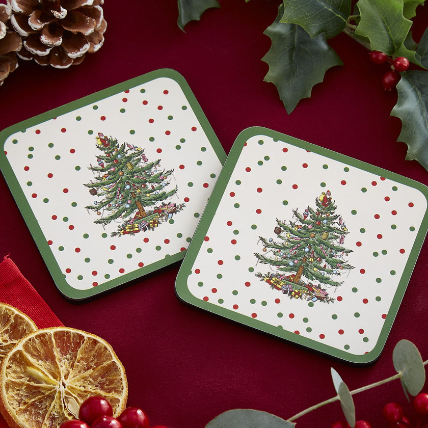 Pimpernel - Christmas Tree Polka Dot S/6 Coaster 4