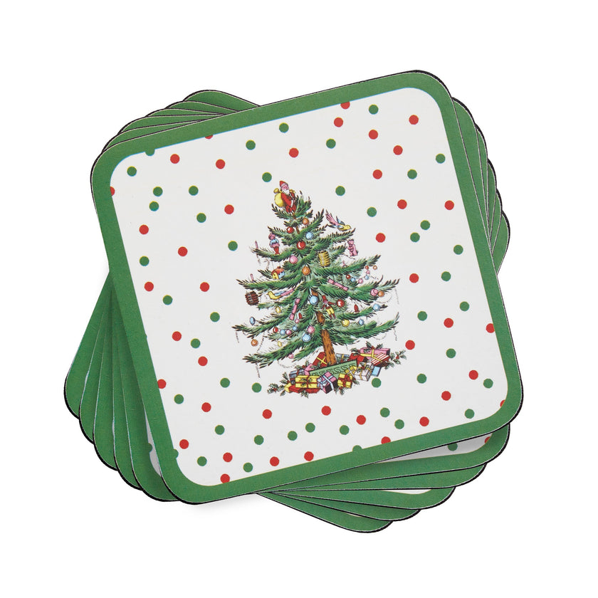 Pimpernel - Christmas Tree Polka Dot S/6 Coaster 4