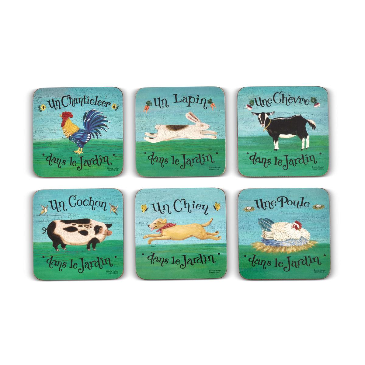 Pimpernel - Dans Le Jardin Set of 6 Coasters | 4 x 4 Inches