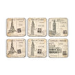 Pimpernel - Postcard Sketches Set of 6 Coasters | 4 x 4 Inche