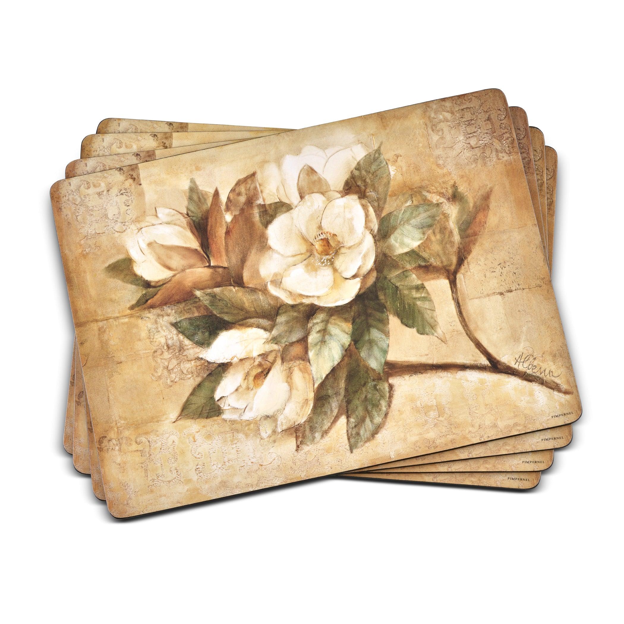 Pimpernel - Sugar Magnolia Placemats Set | 15.7 x 11.7 in