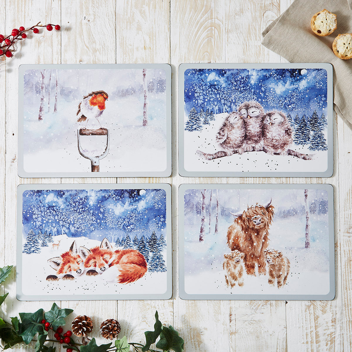 Pimpernel - Wrendale Placemats Winter Skies S/4