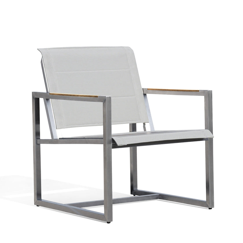 Pine Stainless Steel & Teak Outdoor Sling 2 Chairs Bistro Set