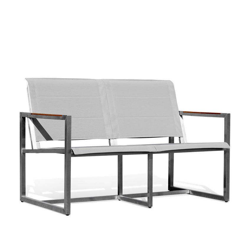 Pine Stainless Steel & Teak Outdoor Sling Loveseat