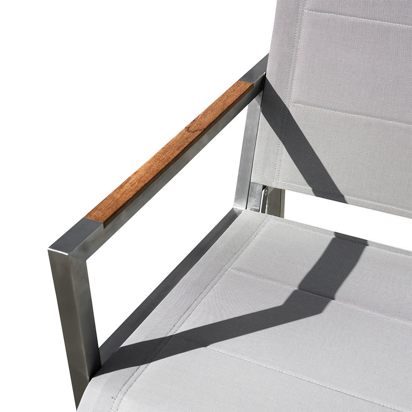 Pine Stainless Steel & Teak Outdoor Sling 2 Chairs Bistro Set