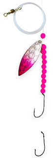 Double Hook Willow Leaf Spinner – Pink Scale Blade Lure