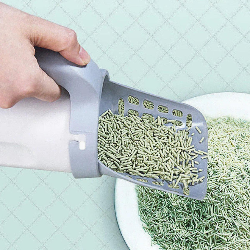 Cat Litter Scoop with Integrated Trash Can – Self-Cleaning Hollow Scooper (Grey, Black & Sets)