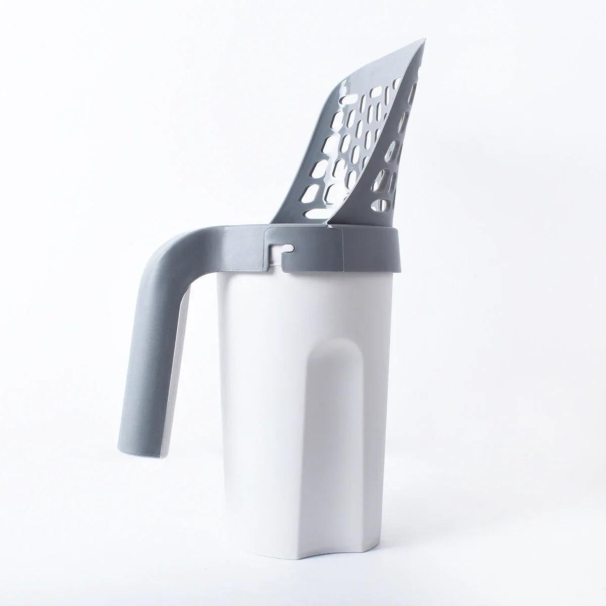 Cat Litter Scoop with Integrated Trash Can – Self-Cleaning Hollow Scooper (Grey, Black & Sets)
