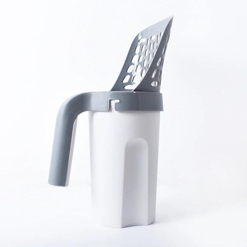 Cat Litter Scoop with Integrated Trash Can – Self-Cleaning Hollow Scooper (Grey, Black & Sets)