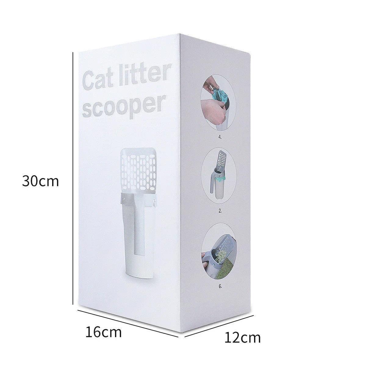 Cat Litter Scoop with Integrated Trash Can – Self-Cleaning Hollow Scooper (Grey, Black & Sets)