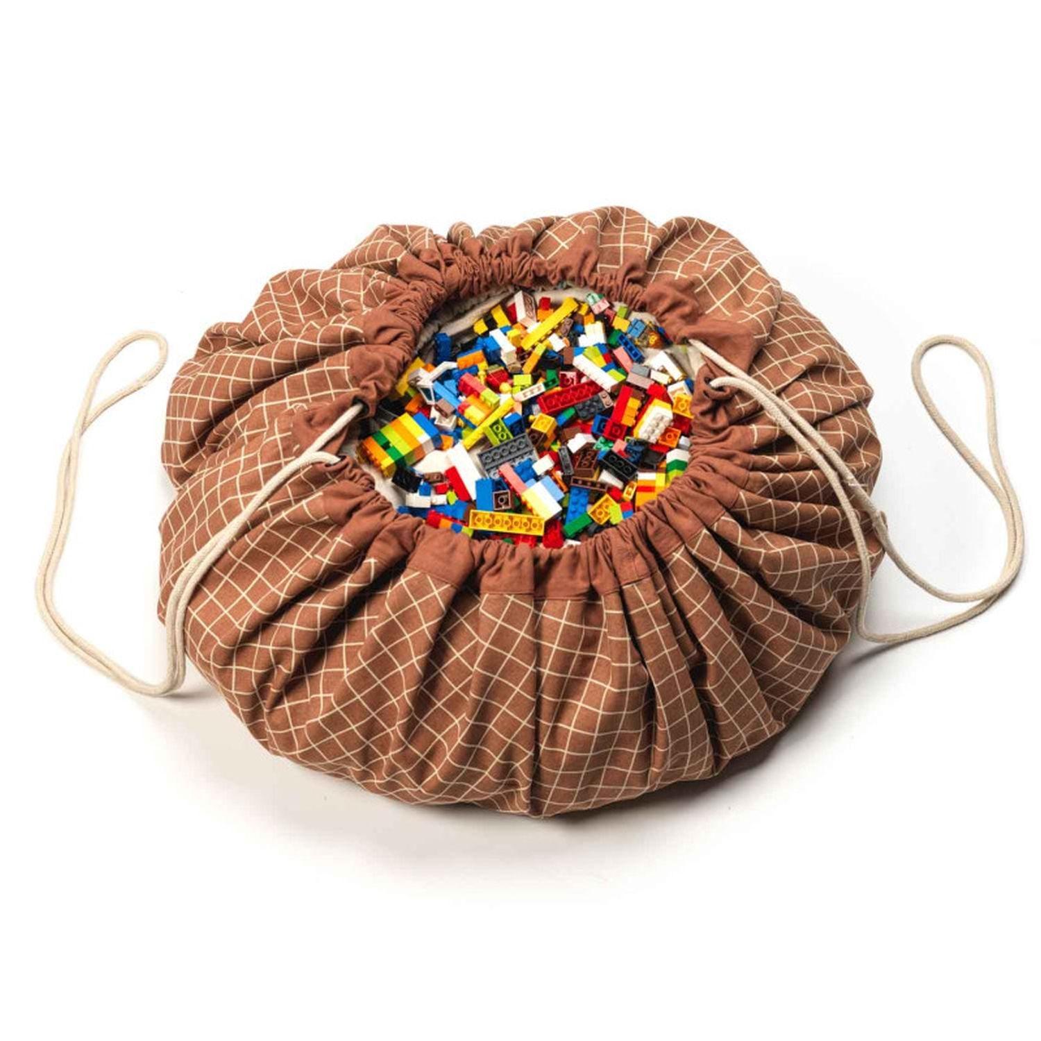 Play & Go - Organic : Brown Grid - 140cm
