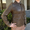 Women's Snap Collar Lamb Leather Jacket