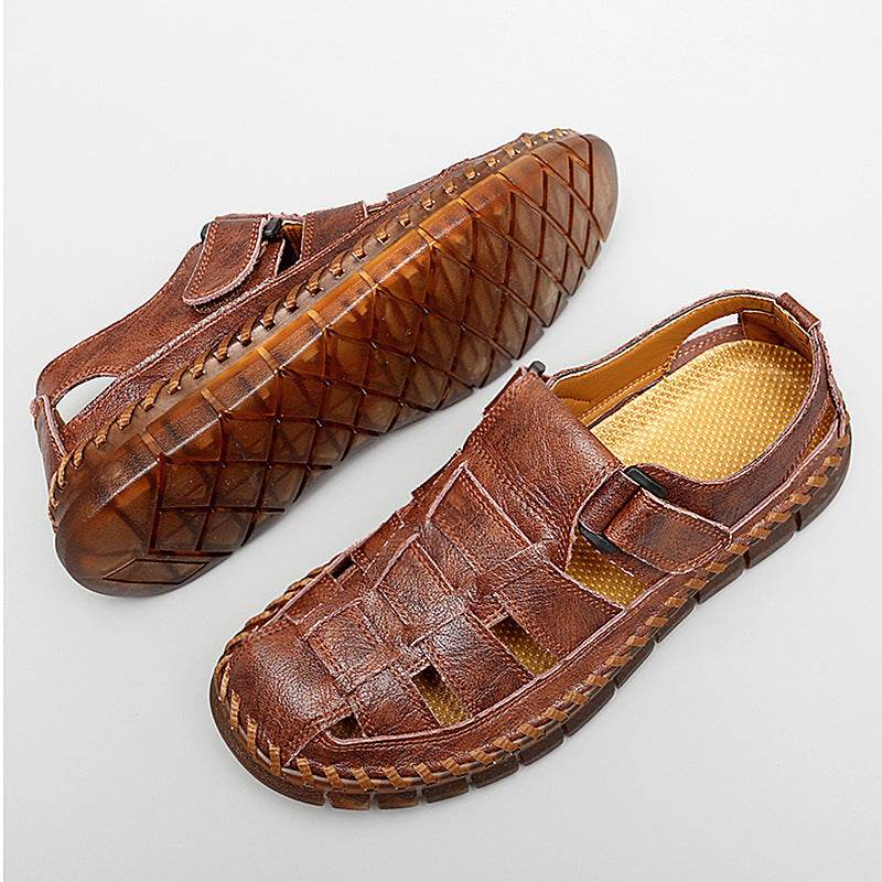 Plus Size Men's Beach Sandals Retro Hollow Out