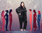 Women's Plus Size Mulberry Silk Pajama Set Black