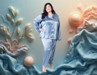 Women's Plus Size Mulberry Silk Pajama Set Twilight Blue