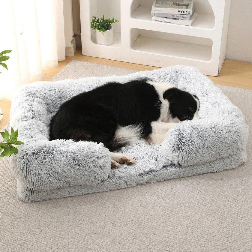 Plush Rectangle Pet Bed – Long Fur Dog & Cat Bed | S to XXL