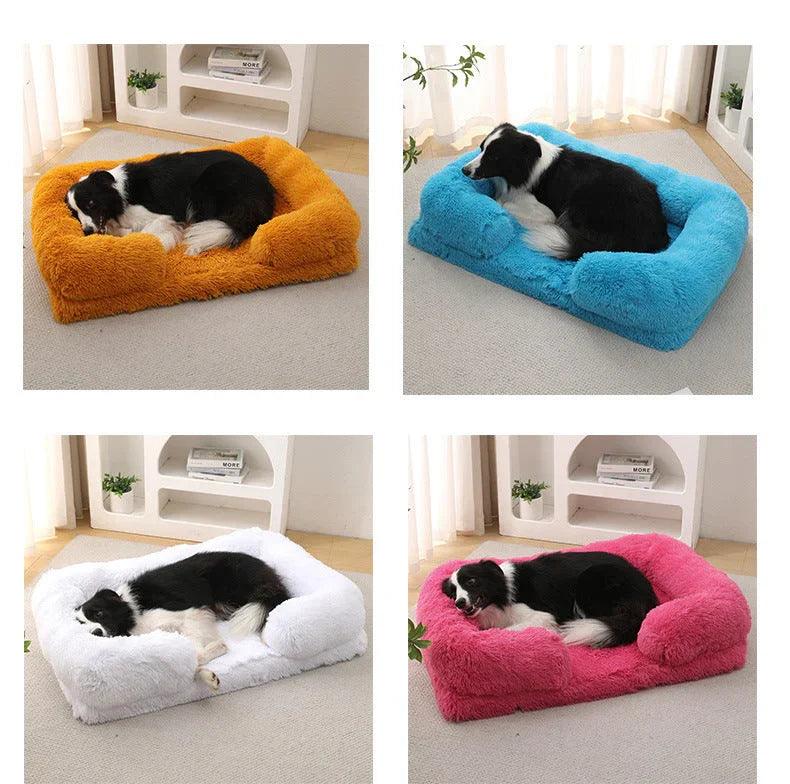 Plush Rectangle Pet Bed – Long Fur Dog & Cat Bed | S to XXL