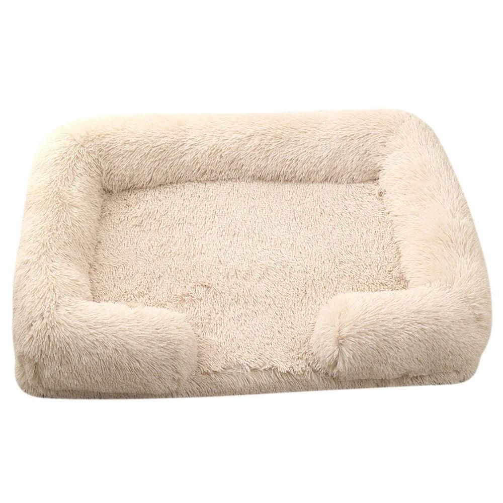 Plush Rectangle Pet Bed – Long Fur Dog & Cat Bed | S to XXL