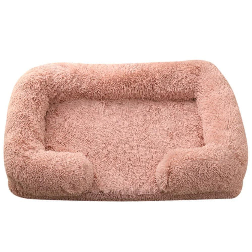 Plush Rectangle Pet Bed – Long Fur Dog & Cat Bed | S to XXL