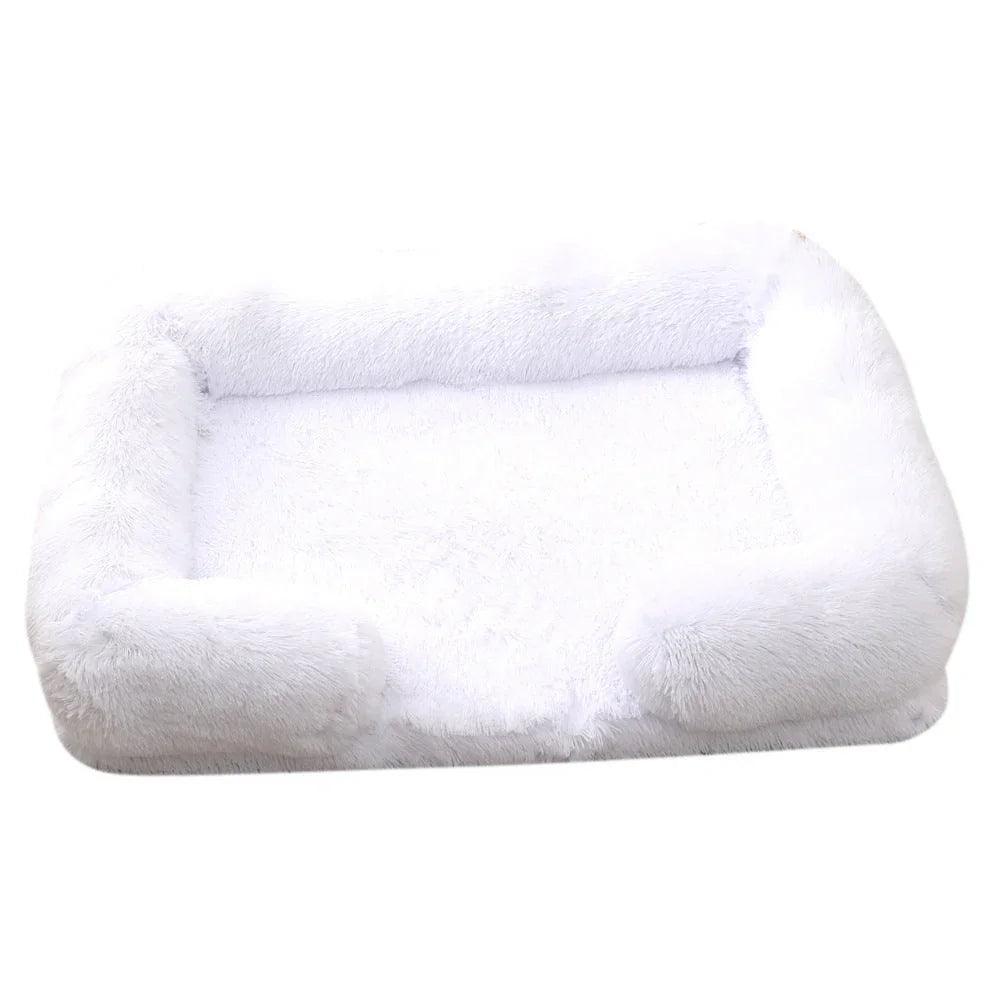 Plush Rectangle Pet Bed – Long Fur Dog & Cat Bed | S to XXL