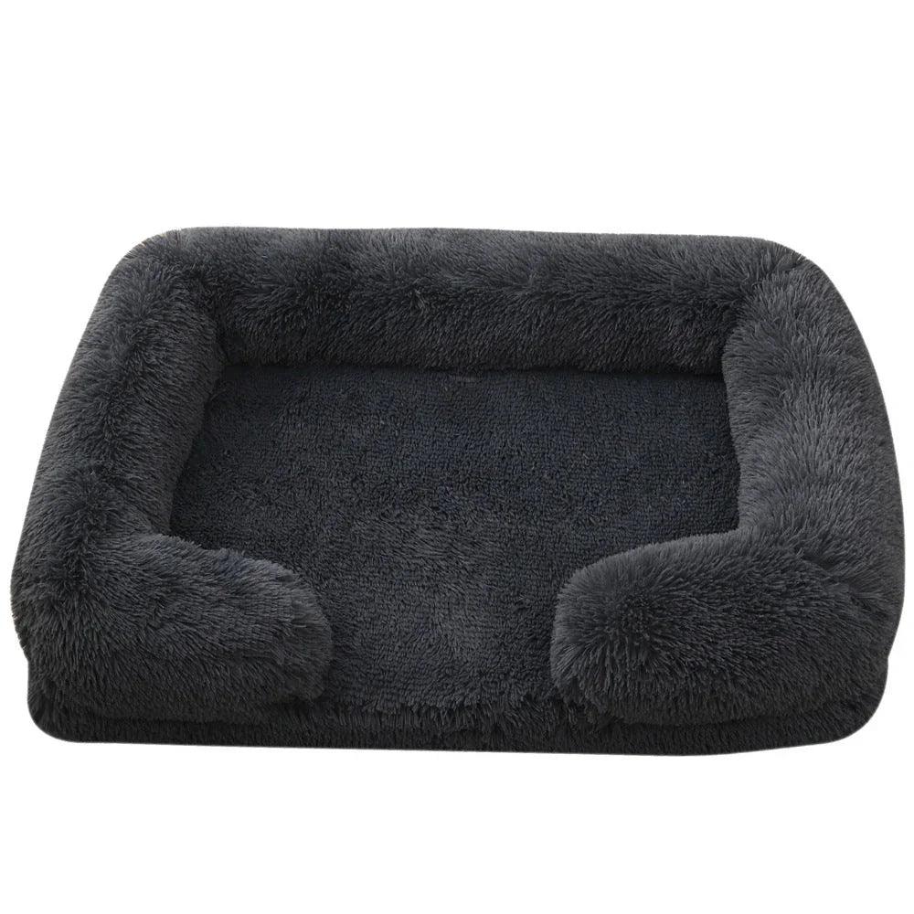 Plush Rectangle Pet Bed – Long Fur Dog & Cat Bed | S to XXL