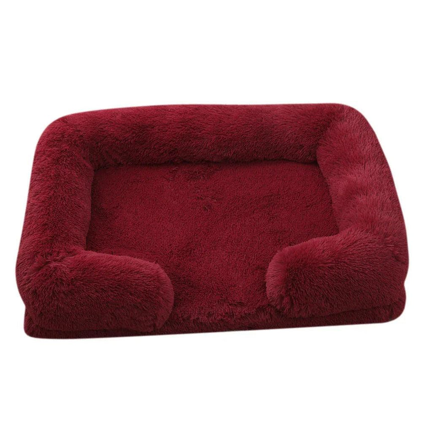 Plush Rectangle Pet Bed – Long Fur Dog & Cat Bed | S to XXL