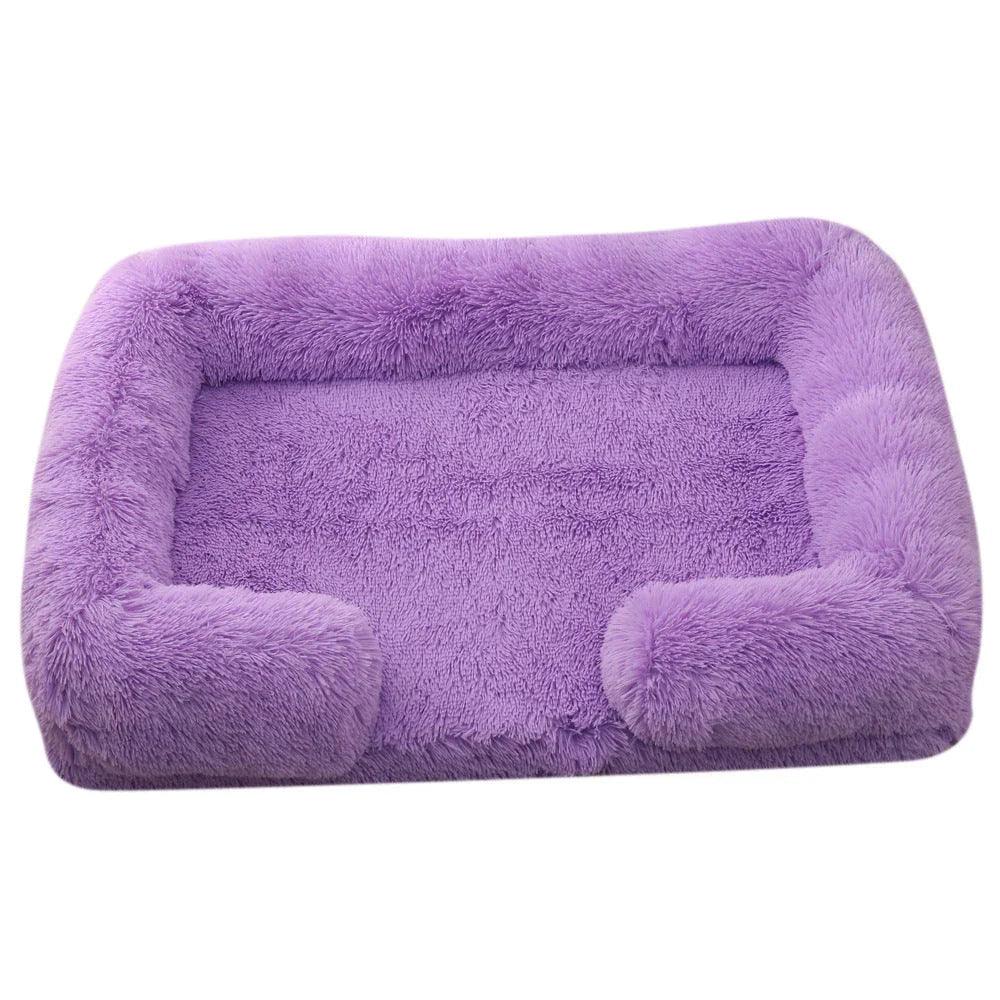 Plush Rectangle Pet Bed – Long Fur Dog & Cat Bed | S to XXL