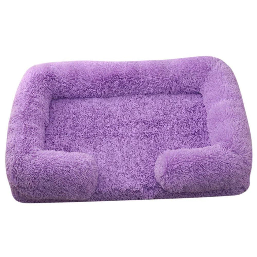 Plush Rectangle Pet Bed – Long Fur Dog & Cat Bed | S to XXL