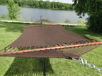 Deluxe Polyester Rope Hammock with Wicker Stand