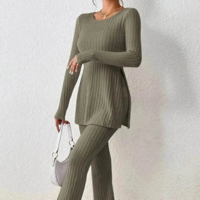 Polyester Two piece set Women's Clothing Solid Color Casual Slim New Fashion Women Elegant Outfit