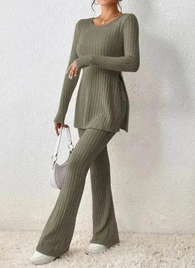 Polyester Two piece set Women's Clothing Solid Color Casual Slim New Fashion Women Elegant Outfit
