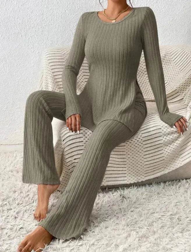 Polyester Two piece set Women's Clothing Solid Color Casual Slim New Fashion Women Elegant Outfit