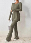 Polyester Two piece set Women's Clothing Solid Color Casual Slim New Fashion Women Elegant Outfit